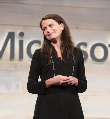 Amy Hood speaking on Microsoft stage