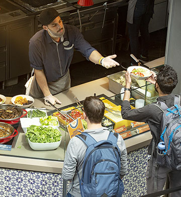 students getting food in the Brodhead food court
