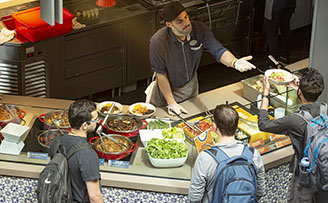 students getting food in the Brodhead food court