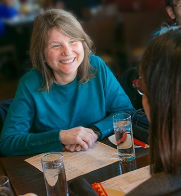 Provost Sally Kornbluth dines with students